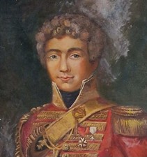 peinture huile militaire officier de cavalerie chevau-légers du Roi Restauration