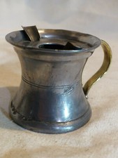 Lampe a Huile Etain Ancienne Rat De Cave  Double Bec XIXème 