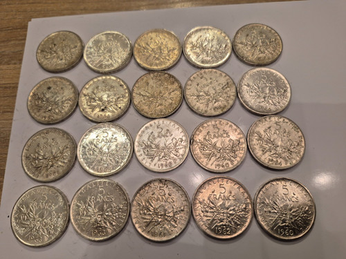 Lot pièces argent f - 20, 5