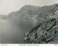 Italie, Positano, veduta dalta strada di Amalfi Vintage print, Photomécanique 