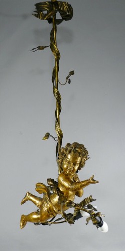 Lustre angelot bois - lustre,
