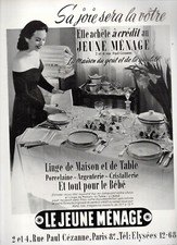 AD PUBLICITE LINGE DE MAISON LE JEUNE MENAGE VOLANT AUTOMOBILE QUILLERY