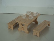 PLAYMOBIL vintage grande table beige clair bancs chopes médiéval pirates western