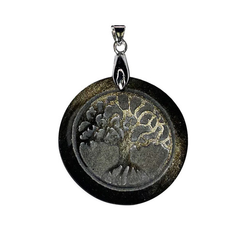 Pendentif obsidienne dorée - pendentif,