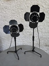 Paire Lampe Projecteur Cinéma Spot imitation trépied de table design années 80