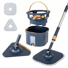 Balai Serpillère Seau Rotatif Séparateur Eau Propre Sale Tête Carré et Triangle
