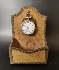 ancien porte montre gousset  En Tissu Antique French pocket watch holder