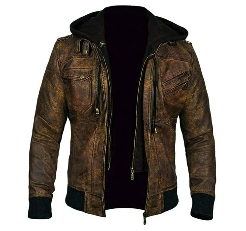 Veste cuir mouton marron - cuir,