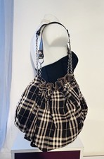 Sac à Main "Chenier" Réversible en Tissus écossais et Toile Marron