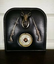 Vintage Très Joli Baromètre OTA Thème Chasse Avec Tête De Cerf... Recouvert Cuir