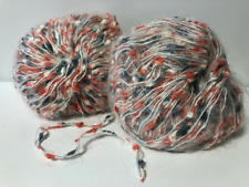 lot de 10 pelotes de laine mohair fantaisie drapeaux corail et gris/ Fabriqué en