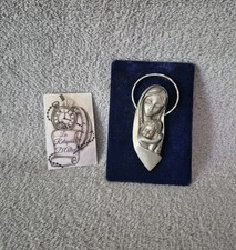 Tableau miniature en velours et étain ciselé vierge Italie