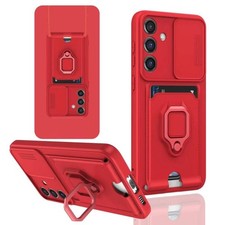 Étui de téléphone en silicone avec porte-carte magnétique coulissant...