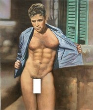 tableau peinture érotique huile sur toile homme nu intégrale / gay male painting