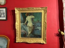 Huile sur toile du 19e siècle signée, dans le style ingresque, nu féminin