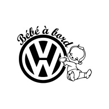 Autocollant BEBE A BORD Volkswagen Noir 10 cm sur 12 cm