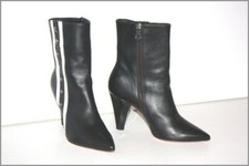 GIANCARLO Bottines Pointues Tout Cuir Clouté Bandes Noires  Blanches T 37 TBE