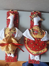 Couple d’oies décoratives tissu – fait main – à suspendre – style campagne