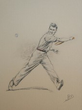 Lithographie - Le TennisMan - 50's - Signée BD