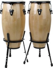 Paire du Congas 10" 11" Percussion Instrument a Main Latin Drum Hauteur Reglable