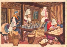 CPA 14 ILLUSTRATEUR HOMUALK NORMANDIE FABRICATION DU CAMEMBERT