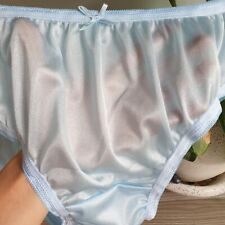 Culotte vintage en nylon glissante bleu pastel bikini slip transparent taille...