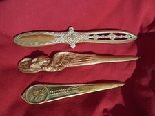 3 coupes papier ouvre lettre bronze signé Lelièvre Le Verrier & Frécourt