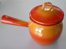 Petite Cocotte Marmite Casserole émaillée, Petit Faitout émaillé orange Vintage