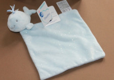 DOUDOU MOTS D'ENFANTS BALEINE MOUCHOIR BLEU ETOILES ARGENTEES NEUF + ETIQUETTE