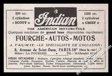 Publicité Moto INDIAN Scout & Chief Motocyclette vintage Ad 1950