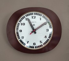 VINTAGE pendule Horloge VEDETTE . Made in France ATO  formica marron   1960/70