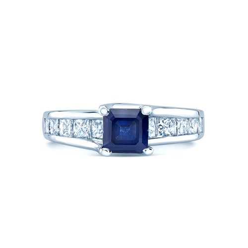 14k blanc asscher coupe - or,