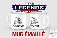 Mug émaillé Scooter, Tasse déco style vespa cyclomoteur thé café cadeau vintage