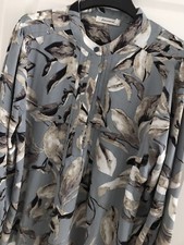 Blouse Bleu Orage Motif Beige