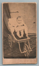 CDV BEBE 5 MOIS DANS SON LANDAU SECOND EMPIRE POUSSETTE ANCIENNE VICTORIAN PRAM