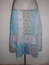 LEGERE LONGUE JUPE DOUBLER EVASE GREEN ICE TURQUOISE DIVERS MOTIF COLORER T:42