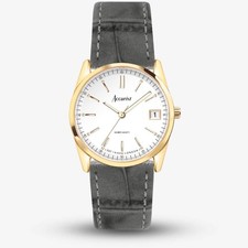 Montre-bracelet en cuir gris