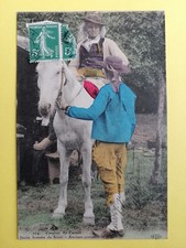 CPA CAVALIER du FAOUËT Costumes BRETONS Jeune Homme de SCAËR Cheval Horse