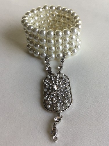 Vintage four strand white faux - four,