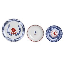 Service de Vaisselle DKD Home Decor Porcelaine Rouge Bleu Blanc 27 x 27 x 3 c