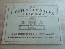 etiquette vin Chateau de Sales 1959 pomerol wine label wein etikett bordeaux