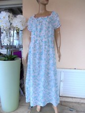 CHEMISE DE NUIT LONGUE LEGERE  VINTAGE FLEURIE BLEU CIEL   T 44/46
