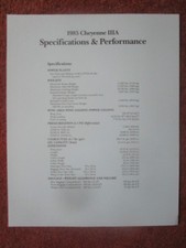 DOCUMENT PUBLICITAIRE RECTO/VERSO 1985 PIPER AIRCRAFT CHEYENNE IIIA PERFORMANCE
