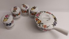4 Pots à épices + poubelle apéritif porcelaine de Paris décor les quatre saisons