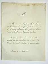 PAUL FRERE Pimont FAIRE PART MARIAGE Rouen ERNEST BERTAUX 1877