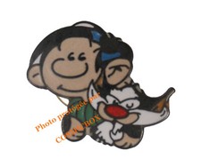 Pin's émaillé GASTON LAGAFFE buste & Chat figurine Franquin Dupuis Dalix 1991 BD