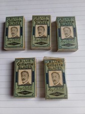 5 anciens pack de 10 lames de rasoir Gillette blue blades vintage
