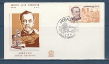 MONACO   enveloppe 1er jour  150aire de la naissance  de Louis  Pasteur   1972