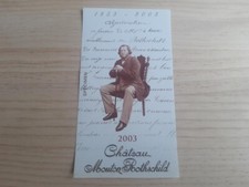 étiquette vin Chateau Mouton Rothschild 2003 specimen wine label Hommage Baron