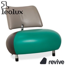 Leolux Pallone Fauteuil En Cuir Vert Anthracite Taupe